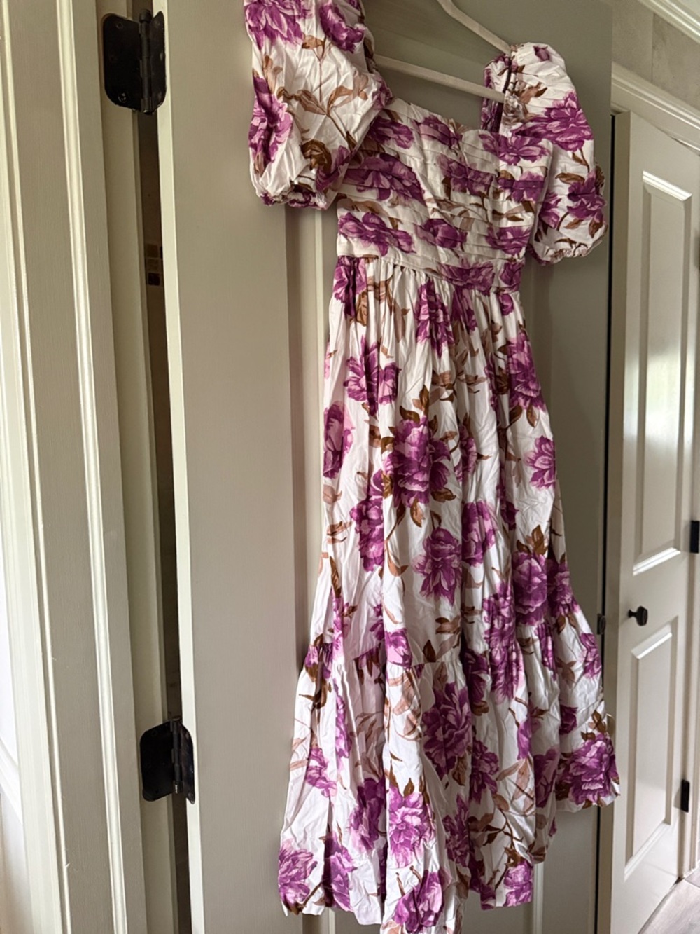 Abercrombie & Fitch White Maxi Dress with Purple Floral Print